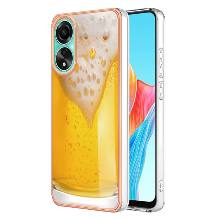 For OPPO A78 4G Electroplating Marble Dual-side IMD Phone Case(Draft Beer) - OPPO Cases by PMC TechLife | Online Shopping South Africa | PMC TechLife | Buy Now Pay Later Mobicred