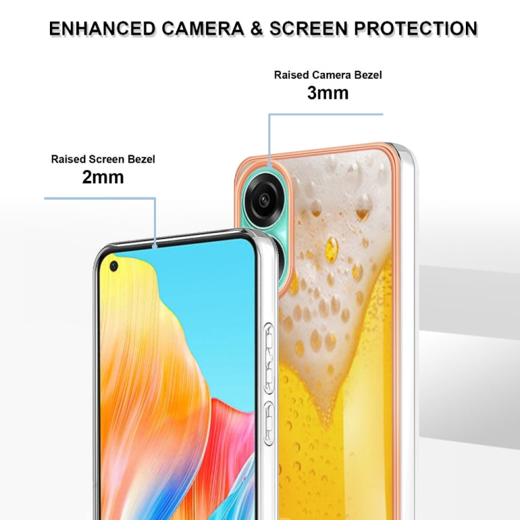 For OPPO A78 4G Electroplating Marble Dual-side IMD Phone Case(Draft Beer) - OPPO Cases by PMC TechLife | Online Shopping South Africa | PMC TechLife | Buy Now Pay Later Mobicred