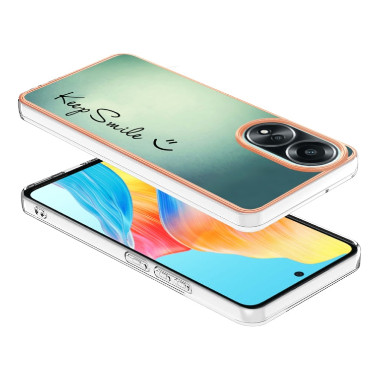 For OPPO A58 4G Electroplating Marble Dual-side IMD Phone Case(Smile) - OPPO Cases by PMC TechLife | Online Shopping South Africa | PMC TechLife | Buy Now Pay Later Mobicred