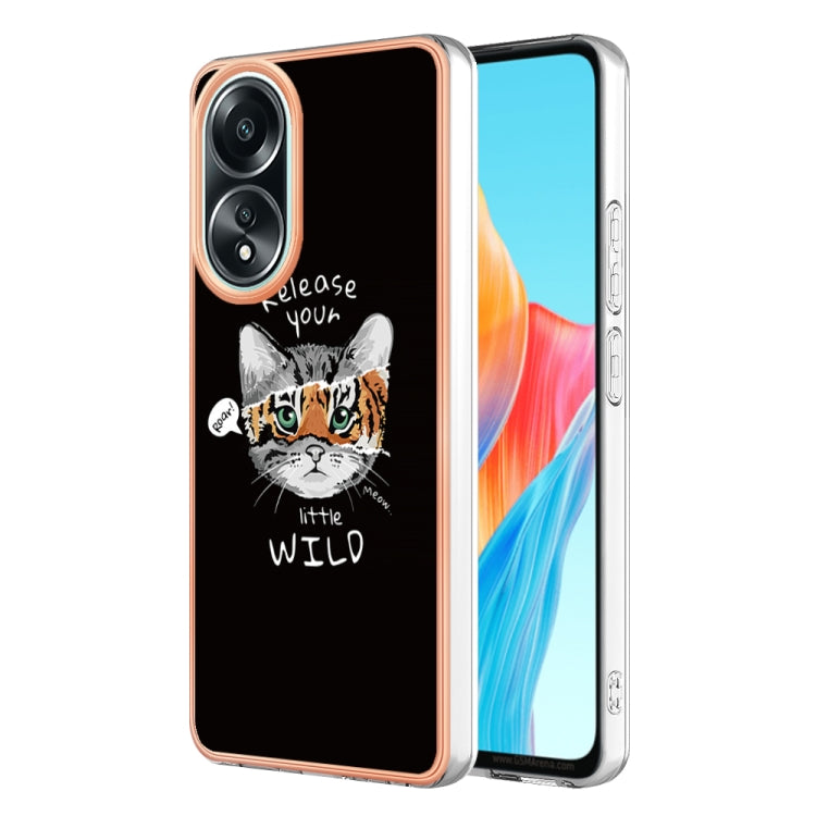 For OPPO A58 4G Electroplating Marble Dual-side IMD Phone Case(Natural Growth) - OPPO Cases by PMC TechLife | Online Shopping South Africa | PMC TechLife | Buy Now Pay Later Mobicred