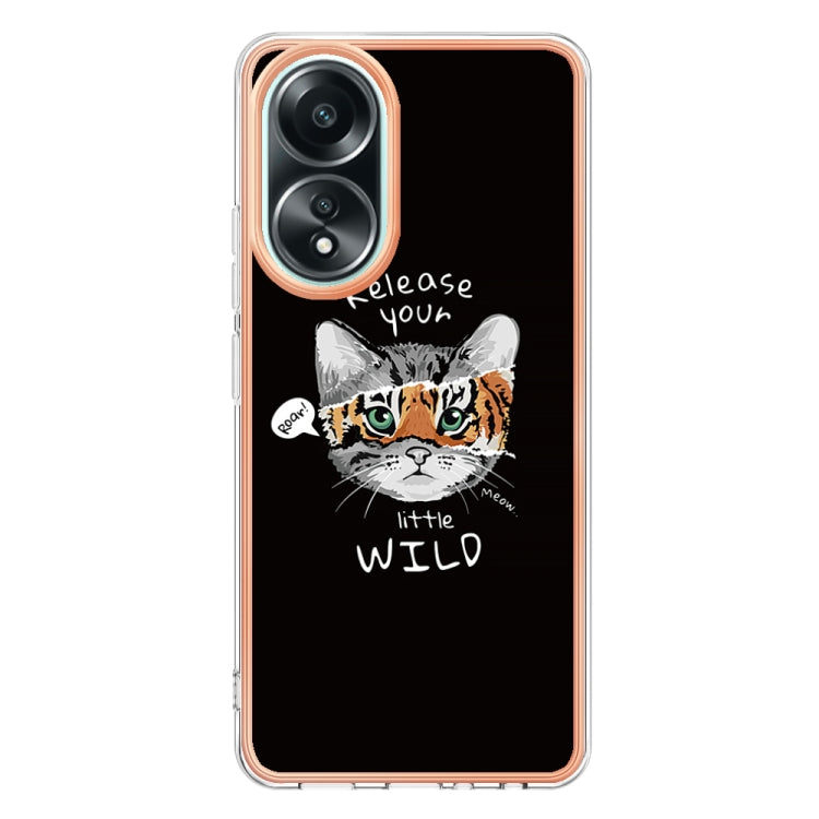 For OPPO A58 4G Electroplating Marble Dual-side IMD Phone Case(Natural Growth)