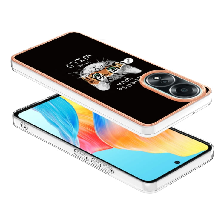 For OPPO A58 4G Electroplating Marble Dual-side IMD Phone Case(Natural Growth)