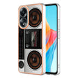 For OPPO A58 4G Electroplating Marble Dual-side IMD Phone Case(Retro Radio) - OPPO Cases by PMC TechLife | Online Shopping South Africa | PMC TechLife | Buy Now Pay Later Mobicred
