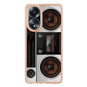 For OPPO A58 4G Electroplating Marble Dual-side IMD Phone Case(Retro Radio)