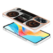 For OPPO A58 4G Electroplating Marble Dual-side IMD Phone Case(Retro Radio)