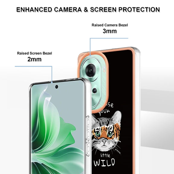 For OPPO Reno11 5G Global Electroplating Marble Dual-side IMD Phone Case(Natural Growth)