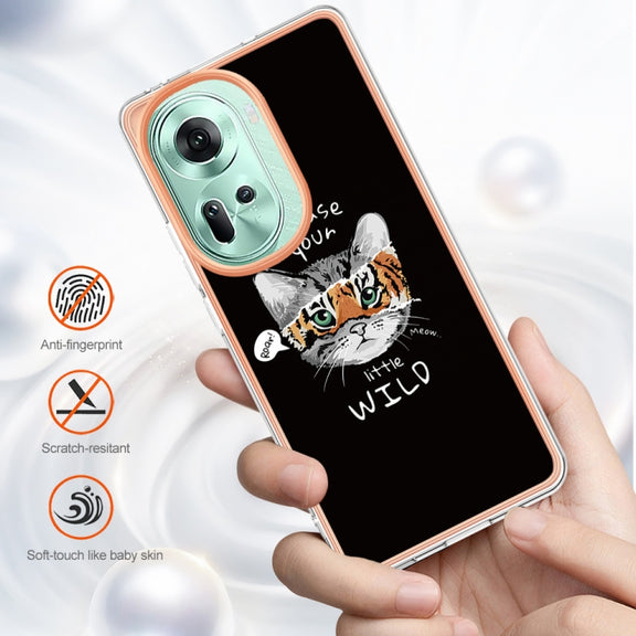 For OPPO Reno11 5G Global Electroplating Marble Dual-side IMD Phone Case(Natural Growth)