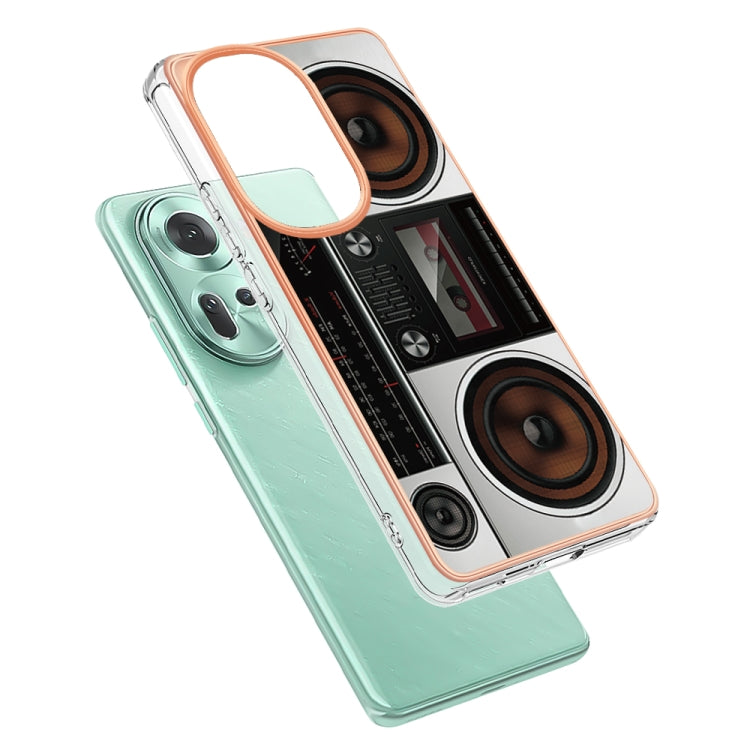 For OPPO Reno11 5G Global Electroplating Marble Dual-side IMD Phone Case(Retro Radio)