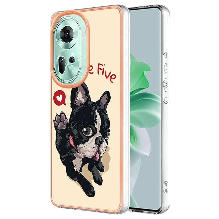 For OPPO Reno11 5G Global Electroplating Marble Dual-side IMD Phone Case(Lucky Dog) - free shipping - PMC TechLife - Order now!