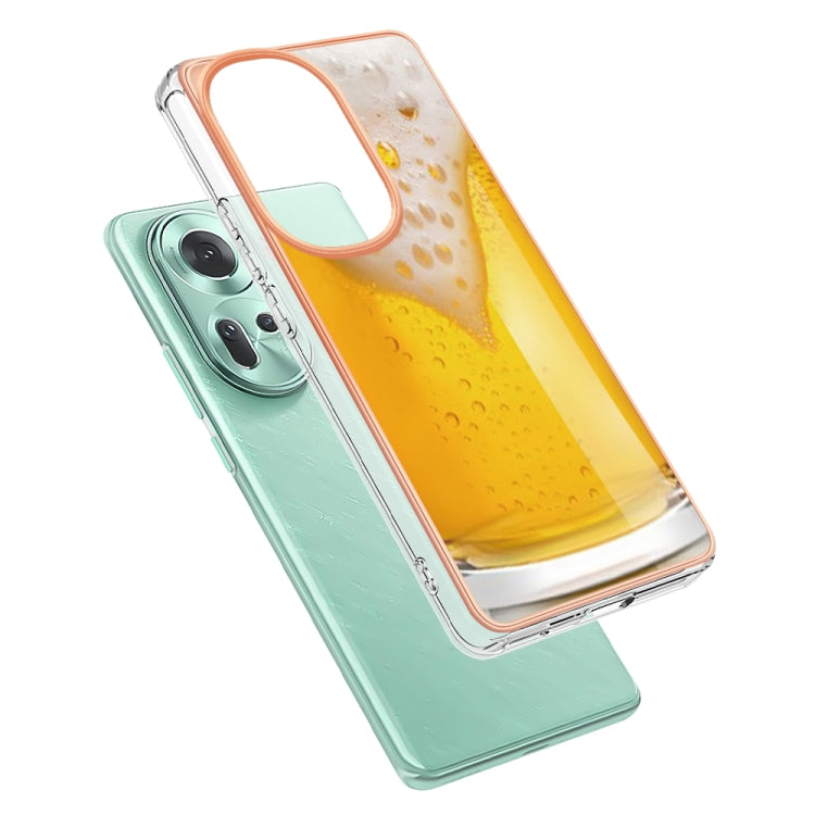 For OPPO Reno11 5G Global Electroplating Marble Dual-side IMD Phone Case(Draft Beer) - Reno11 Cases by PMC TechLife | Online Shopping South Africa | PMC TechLife | Buy Now Pay Later Mobicred