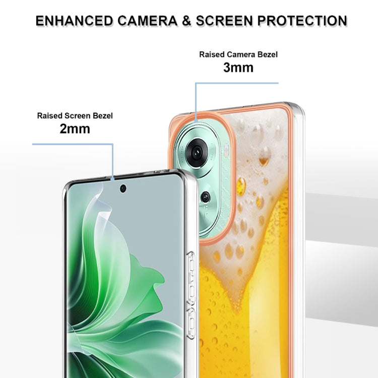 For OPPO Reno11 5G Global Electroplating Marble Dual-side IMD Phone Case(Draft Beer) - Reno11 Cases by PMC TechLife | Online Shopping South Africa | PMC TechLife | Buy Now Pay Later Mobicred