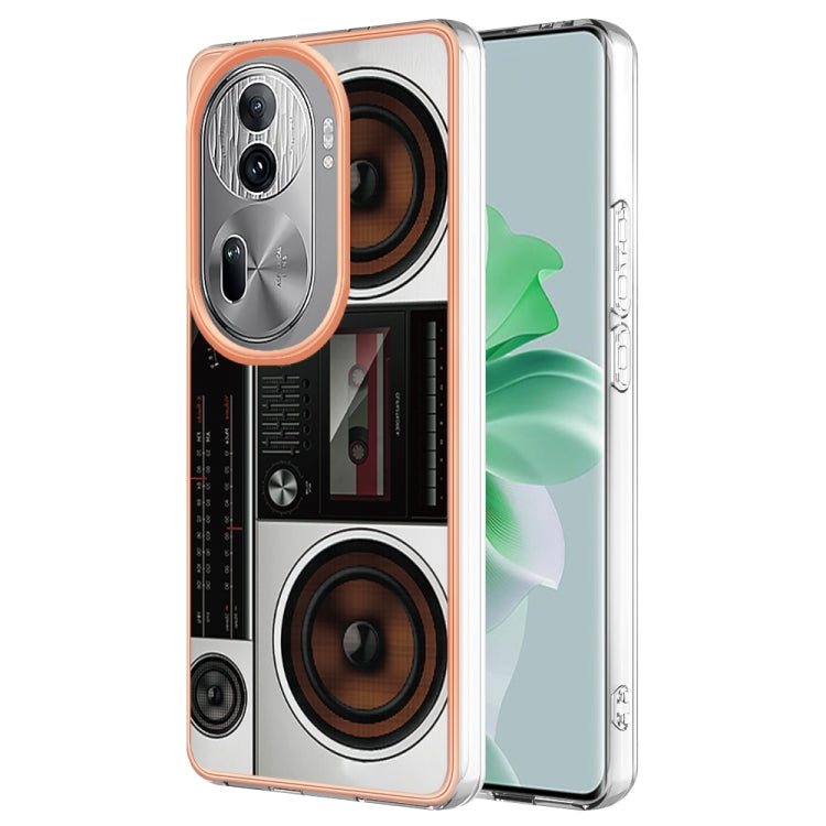 For OPPO Reno11 Pro 5G Global Electroplating Marble Dual-side IMD Phone Case(Retro Radio) - Reno11 Pro Cases by PMC TechLife | Online Shopping South Africa | PMC TechLife | Buy Now Pay Later Mobicred