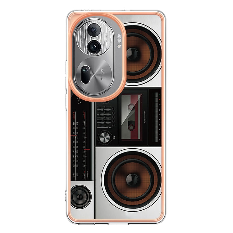 For OPPO Reno11 Pro 5G Global Electroplating Marble Dual-side IMD Phone Case(Retro Radio) - Reno11 Pro Cases by PMC TechLife | Online Shopping South Africa | PMC TechLife | Buy Now Pay Later Mobicred