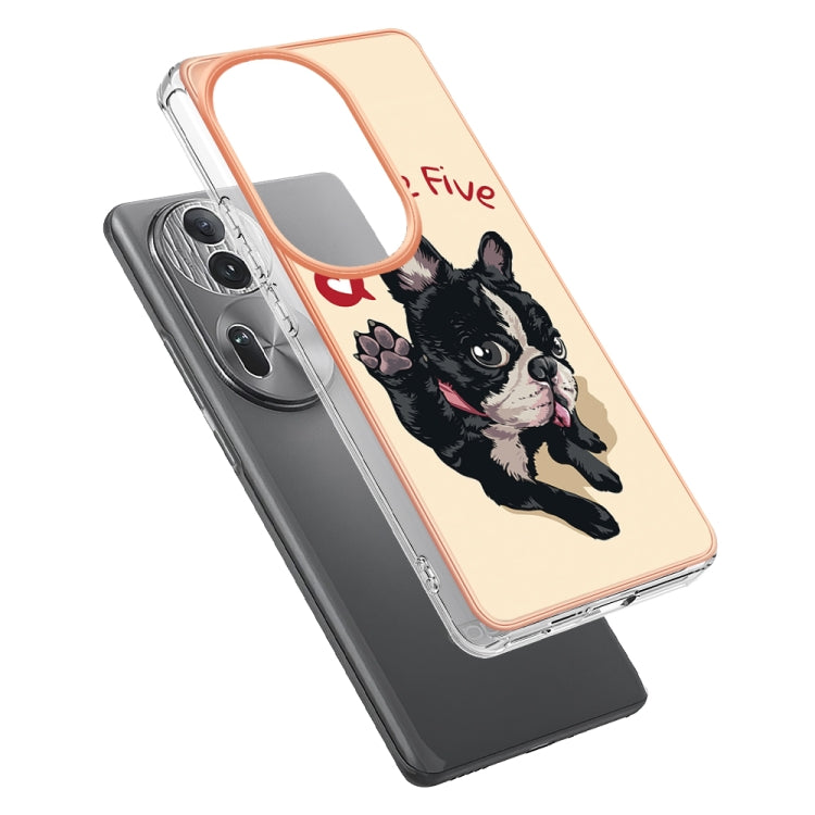 For OPPO Reno11 Pro 5G Global Electroplating Marble Dual-side IMD Phone Case(Lucky Dog) - Reno11 Pro Cases by PMC TechLife | Online Shopping South Africa | PMC TechLife | Buy Now Pay Later Mobicred