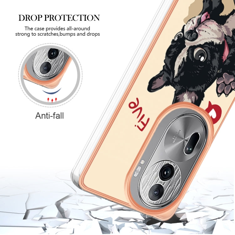 For OPPO Reno11 Pro 5G Global Electroplating Marble Dual-side IMD Phone Case(Lucky Dog) - Reno11 Pro Cases by PMC TechLife | Online Shopping South Africa | PMC TechLife | Buy Now Pay Later Mobicred