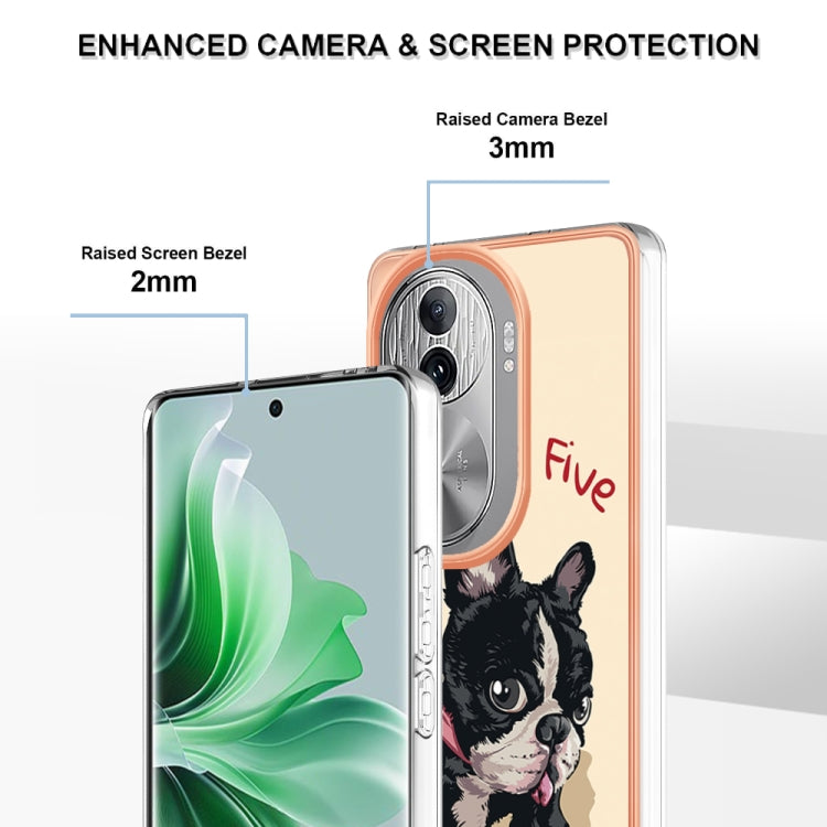 For OPPO Reno11 Pro 5G Global Electroplating Marble Dual-side IMD Phone Case(Lucky Dog) - Reno11 Pro Cases by PMC TechLife | Online Shopping South Africa | PMC TechLife | Buy Now Pay Later Mobicred