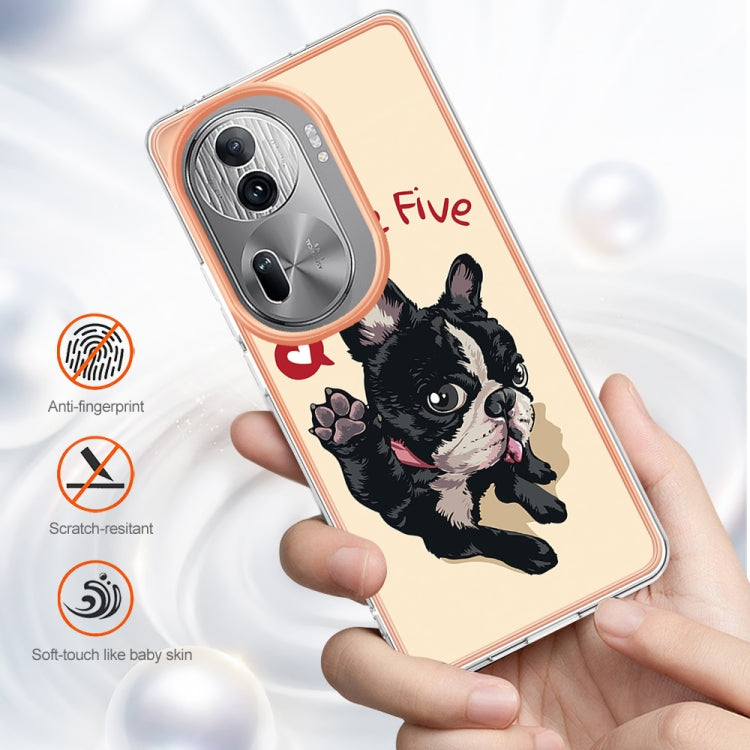 For OPPO Reno11 Pro 5G Global Electroplating Marble Dual-side IMD Phone Case(Lucky Dog) - Reno11 Pro Cases by PMC TechLife | Online Shopping South Africa | PMC TechLife | Buy Now Pay Later Mobicred