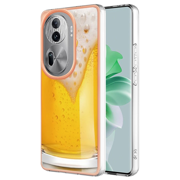For OPPO Reno11 Pro 5G Global Electroplating Marble Dual-side IMD Phone Case(Draft Beer) - Reno11 Pro Cases by PMC TechLife | Online Shopping South Africa | PMC TechLife | Buy Now Pay Later Mobicred