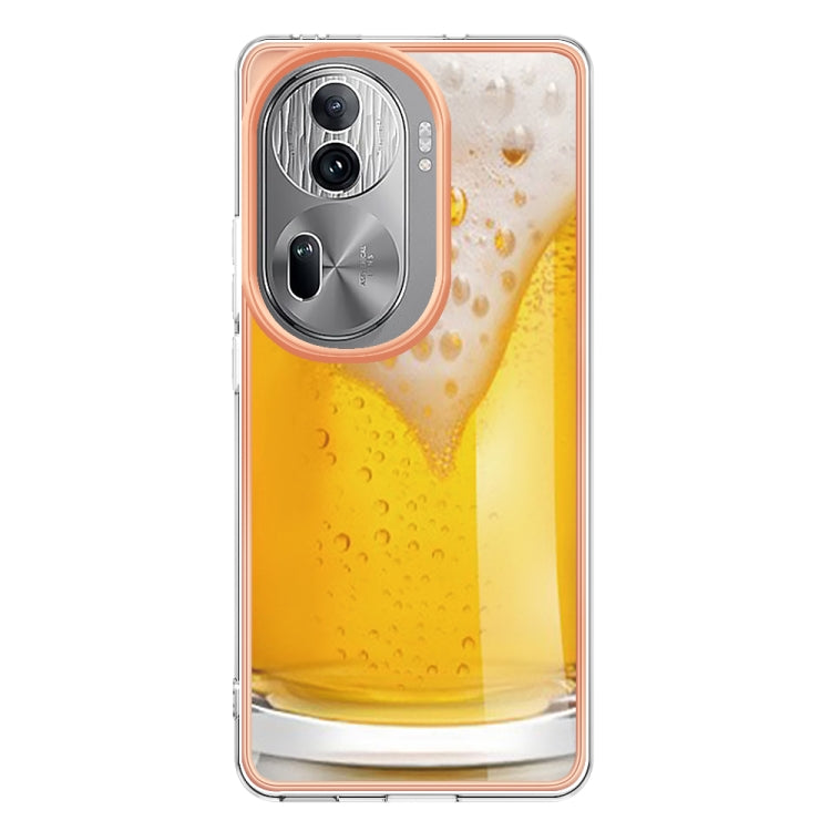 For OPPO Reno11 Pro 5G Global Electroplating Marble Dual-side IMD Phone Case(Draft Beer) - Reno11 Pro Cases by PMC TechLife | Online Shopping South Africa | PMC TechLife | Buy Now Pay Later Mobicred