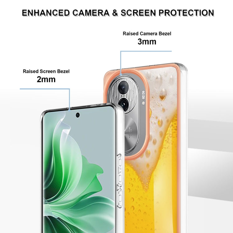 For OPPO Reno11 Pro 5G Global Electroplating Marble Dual-side IMD Phone Case(Draft Beer) - Reno11 Pro Cases by PMC TechLife | Online Shopping South Africa | PMC TechLife | Buy Now Pay Later Mobicred