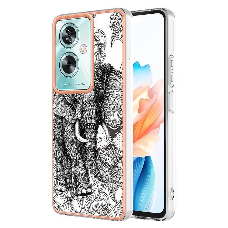 For OPPO A79 5G Global Electroplating Marble Dual-side IMD Phone Case(Totem Elephant) - OPPO Cases by PMC TechLife | Online Shopping South Africa | PMC TechLife | Buy Now Pay Later Mobicred