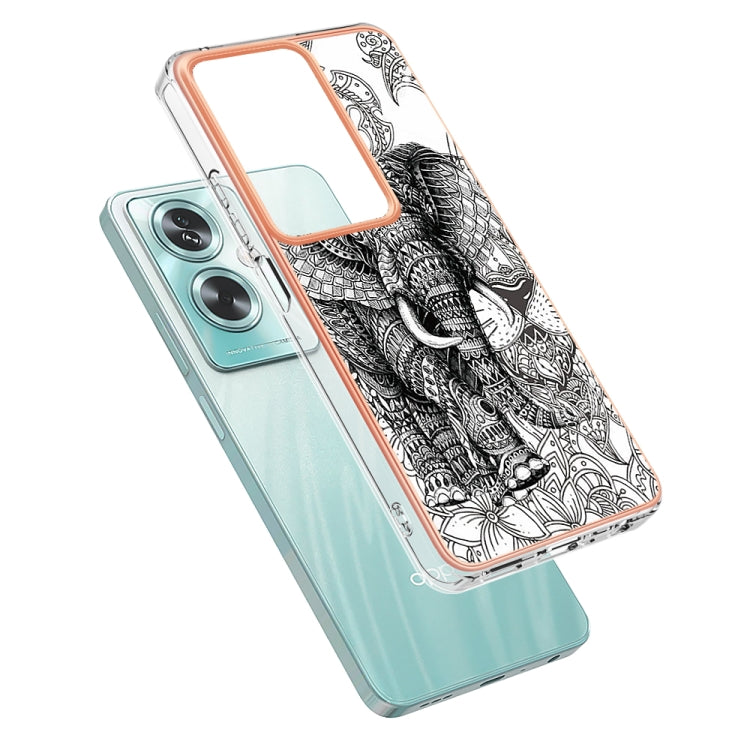 For OPPO A79 5G Global Electroplating Marble Dual-side IMD Phone Case(Totem Elephant) - OPPO Cases by PMC TechLife | Online Shopping South Africa | PMC TechLife | Buy Now Pay Later Mobicred