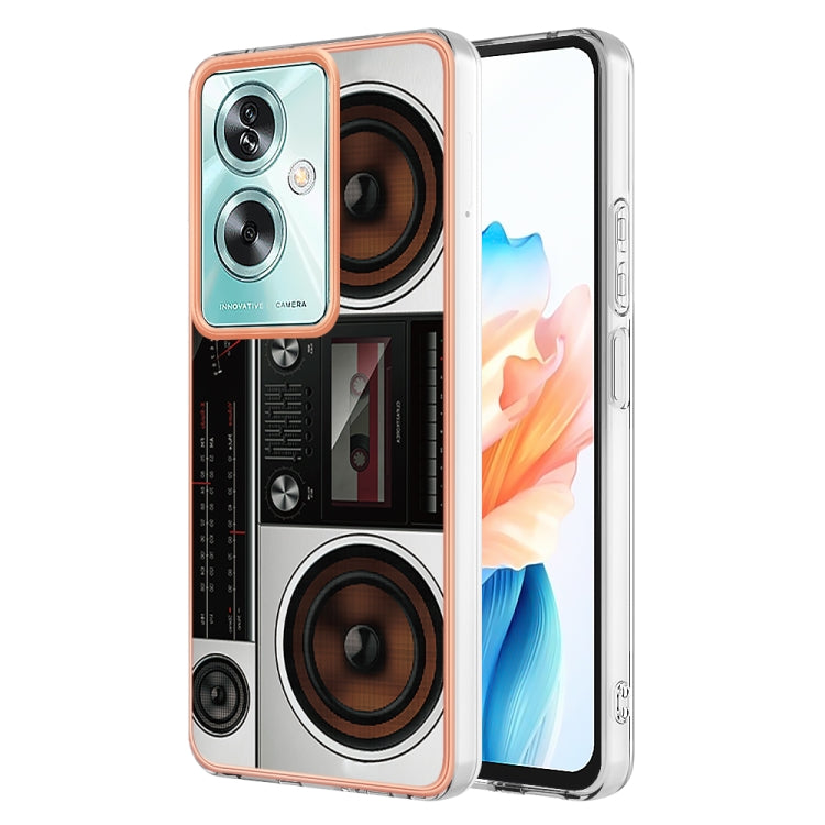 For OPPO A79 5G Global Electroplating Marble Dual-side IMD Phone Case(Retro Radio) - OPPO Cases by PMC TechLife | Online Shopping South Africa | PMC TechLife | Buy Now Pay Later Mobicred