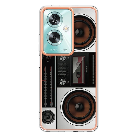 For OPPO A79 5G Global Electroplating Marble Dual-side IMD Phone Case(Retro Radio)