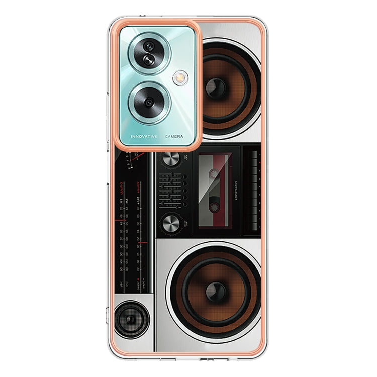 For OPPO A79 5G Global Electroplating Marble Dual-side IMD Phone Case(Retro Radio)