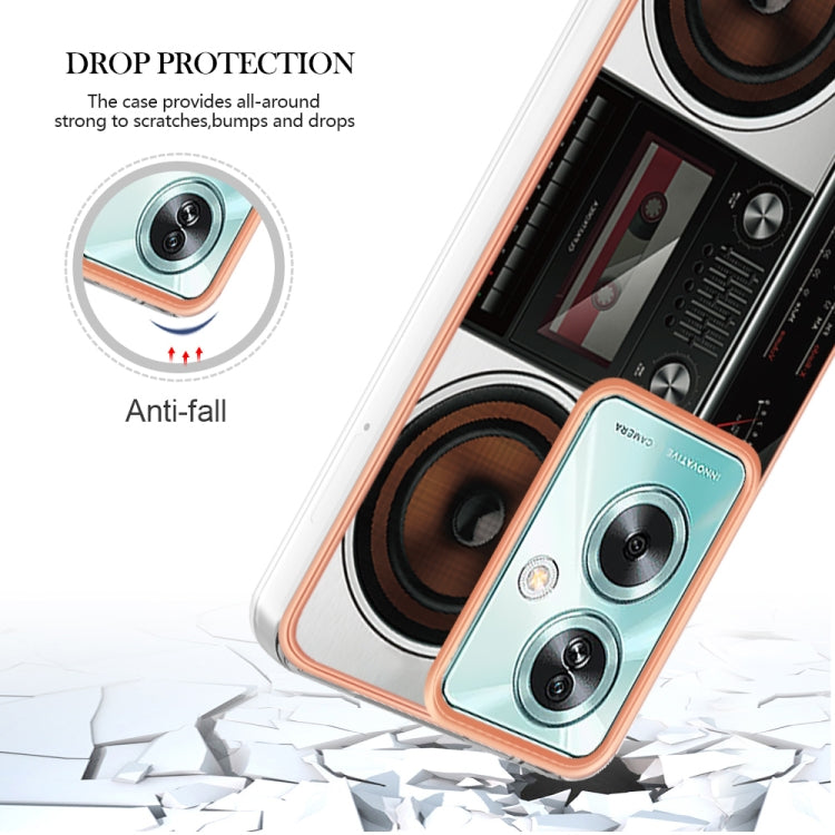 For OPPO A79 5G Global Electroplating Marble Dual-side IMD Phone Case(Retro Radio) - OPPO Cases by PMC TechLife | Online Shopping South Africa | PMC TechLife | Buy Now Pay Later Mobicred