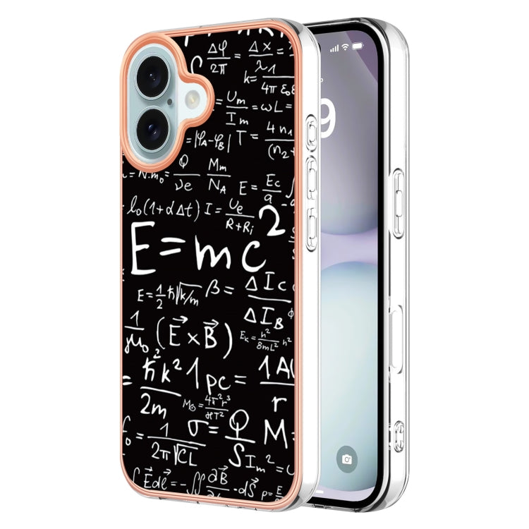 For iPhone 16 Electroplating Marble Dual-side IMD Phone Case(Equation) - iPhone 16 Cases by PMC TechLife | Online Shopping South Africa | PMC TechLife | Buy Now Pay Later Mobicred