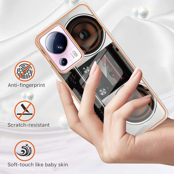 For Xiaomi 13 Lite 5G Electroplating Marble Dual-side IMD Phone Case(Retro Radio)