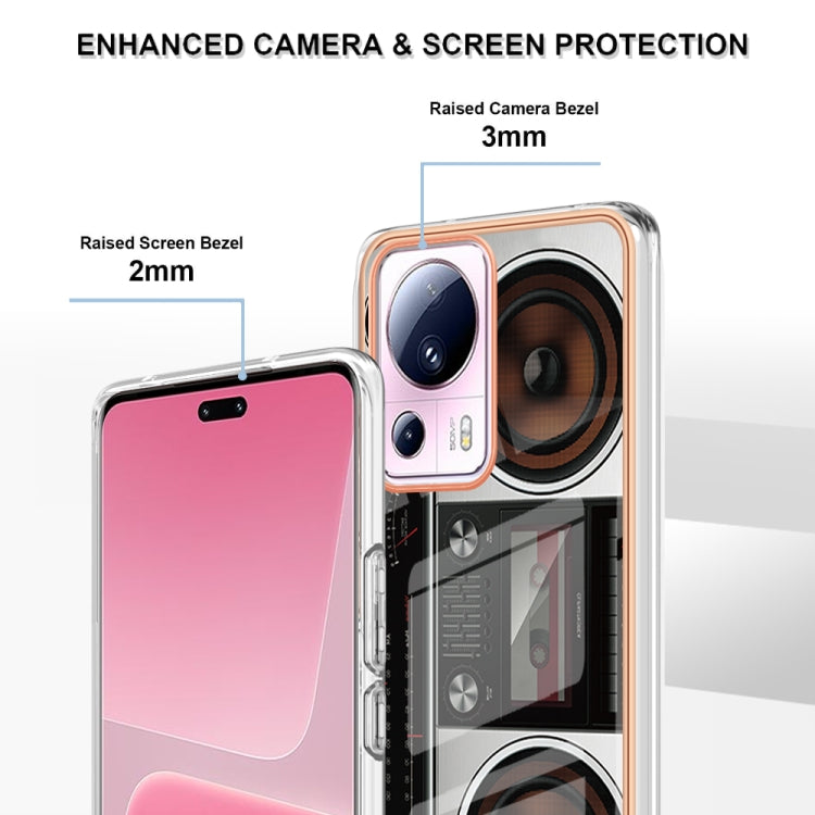 For Xiaomi 13 Lite 5G Electroplating Marble Dual-side IMD Phone Case(Retro Radio)
