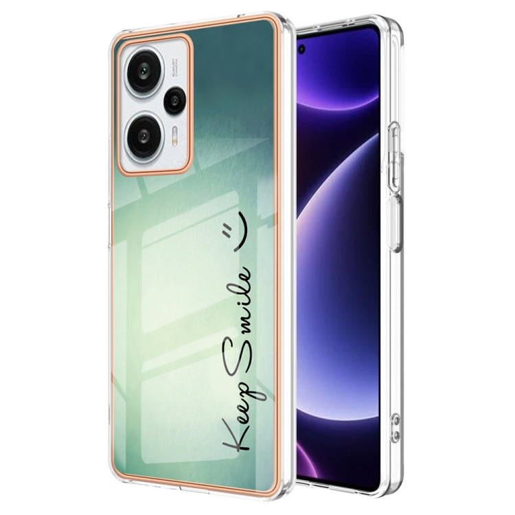 For Xiaomi Poco F5 / Redmi Note 12 Turbo Electroplating Marble Dual-side IMD Phone Case(Smile) - Xiaomi Cases by PMC TechLife | Online Shopping South Africa | PMC TechLife | Buy Now Pay Later Mobicred
