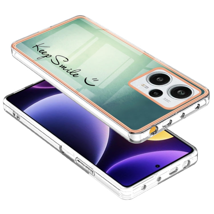 For Xiaomi Poco F5 / Redmi Note 12 Turbo Electroplating Marble Dual-side IMD Phone Case(Smile) - Xiaomi Cases by PMC TechLife | Online Shopping South Africa | PMC TechLife | Buy Now Pay Later Mobicred