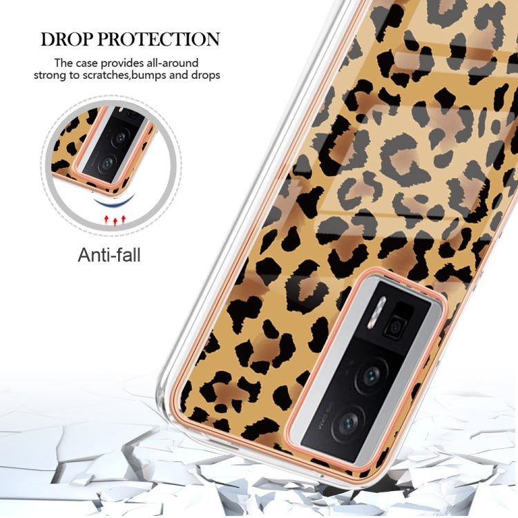 For Xiaomi Poco F5 Pro 5G / Redmi K60 Electroplating Marble Dual-side IMD Phone Case(Leopard Print) - Xiaomi Cases by PMC TechLife | Online Shopping South Africa | PMC TechLife | Buy Now Pay Later Mobicred