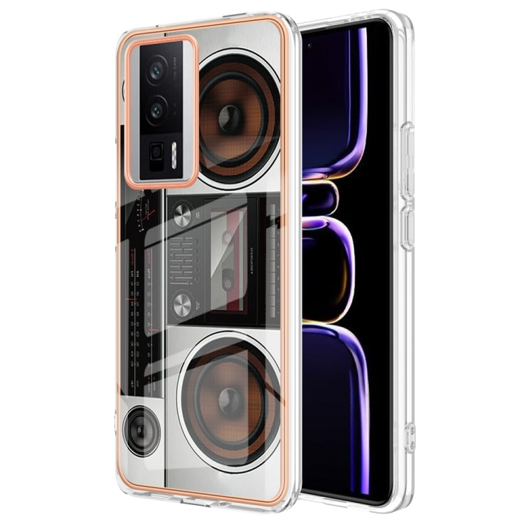 For Xiaomi Poco F5 Pro 5G / Redmi K60 Electroplating Marble Dual-side IMD Phone Case(Retro Radio) - Xiaomi Cases by PMC TechLife | Online Shopping South Africa | PMC TechLife | Buy Now Pay Later Mobicred