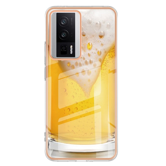 For Xiaomi Poco F5 Pro 5G / Redmi K60 Electroplating Marble Dual-side IMD Phone Case(Draft Beer)