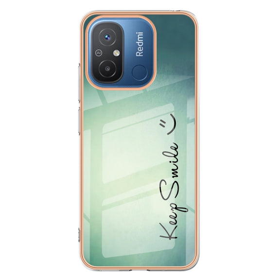For Xiaomi Redmi 12C / 11A 4G Electroplating Marble Dual-side IMD Phone Case(Smile)