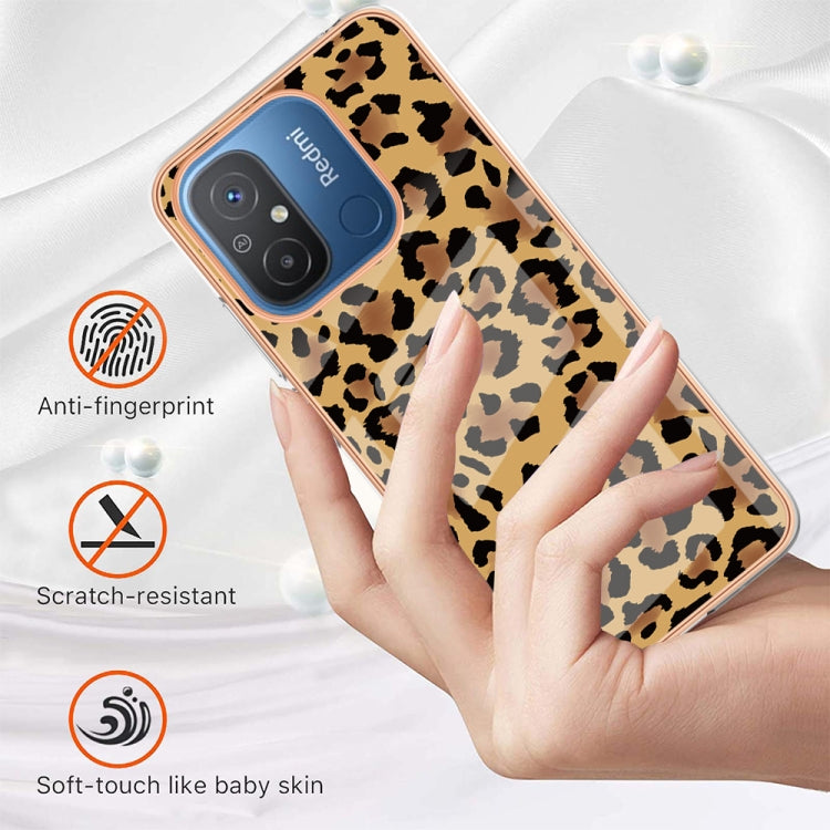For Xiaomi Redmi 12C / 11A 4G Electroplating Marble Dual-side IMD Phone Case(Leopard Print)