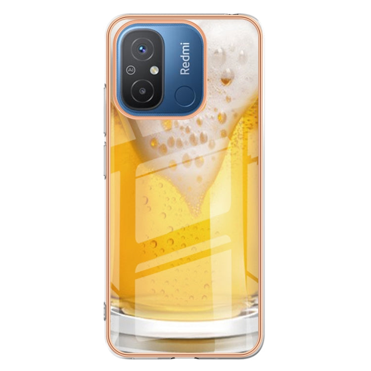For Xiaomi Redmi 12C / 11A 4G Electroplating Marble Dual-side IMD Phone Case(Draft Beer) - Xiaomi Cases by PMC TechLife | Online Shopping South Africa | PMC TechLife | Buy Now Pay Later Mobicred