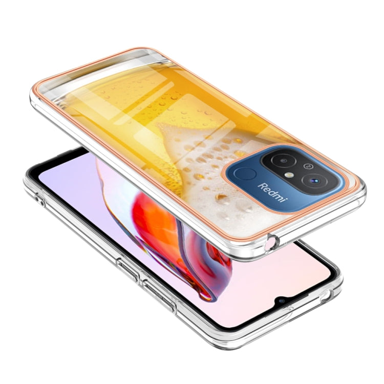 For Xiaomi Redmi 12C / 11A 4G Electroplating Marble Dual-side IMD Phone Case(Draft Beer) - Xiaomi Cases by PMC TechLife | Online Shopping South Africa | PMC TechLife | Buy Now Pay Later Mobicred