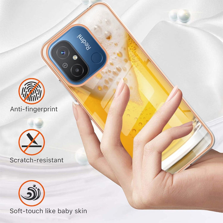 For Xiaomi Redmi 12C / 11A 4G Electroplating Marble Dual-side IMD Phone Case(Draft Beer) - Xiaomi Cases by PMC TechLife | Online Shopping South Africa | PMC TechLife | Buy Now Pay Later Mobicred
