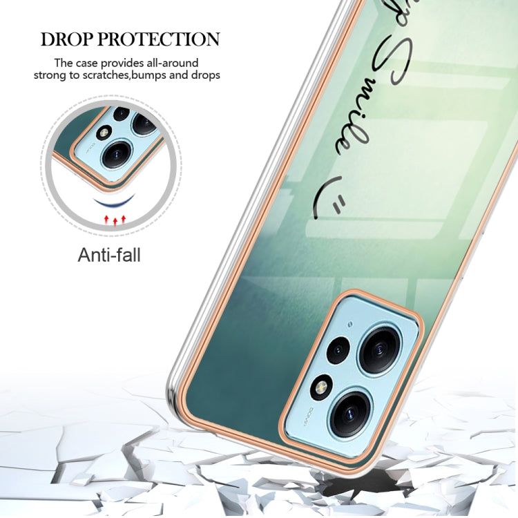 For Xiaomi Redmi Note 12 4G Electroplating Marble Dual-side IMD Phone Case(Smile) - Xiaomi Cases by PMC TechLife | Online Shopping South Africa | PMC TechLife | Buy Now Pay Later Mobicred