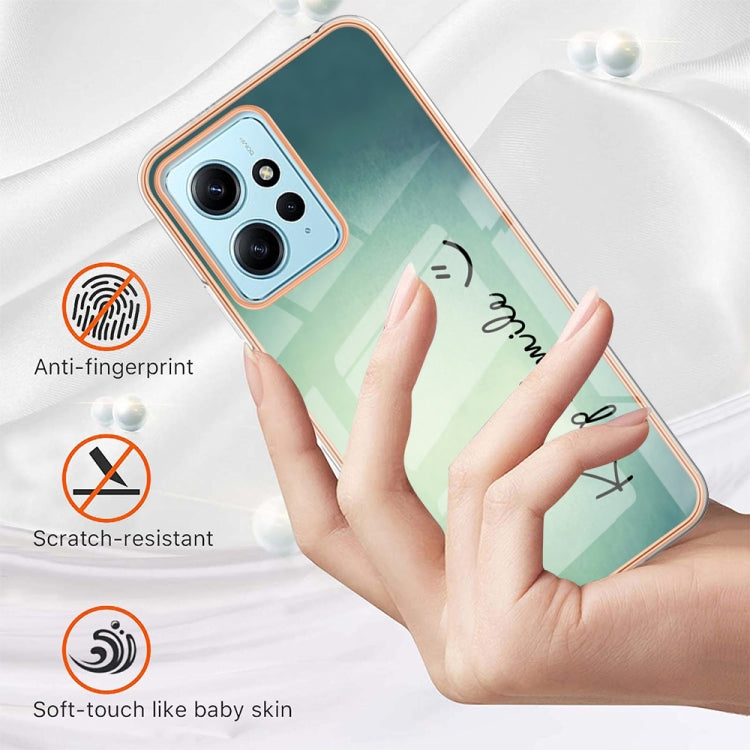 For Xiaomi Redmi Note 12 4G Electroplating Marble Dual-side IMD Phone Case(Smile) - Xiaomi Cases by PMC TechLife | Online Shopping South Africa | PMC TechLife | Buy Now Pay Later Mobicred
