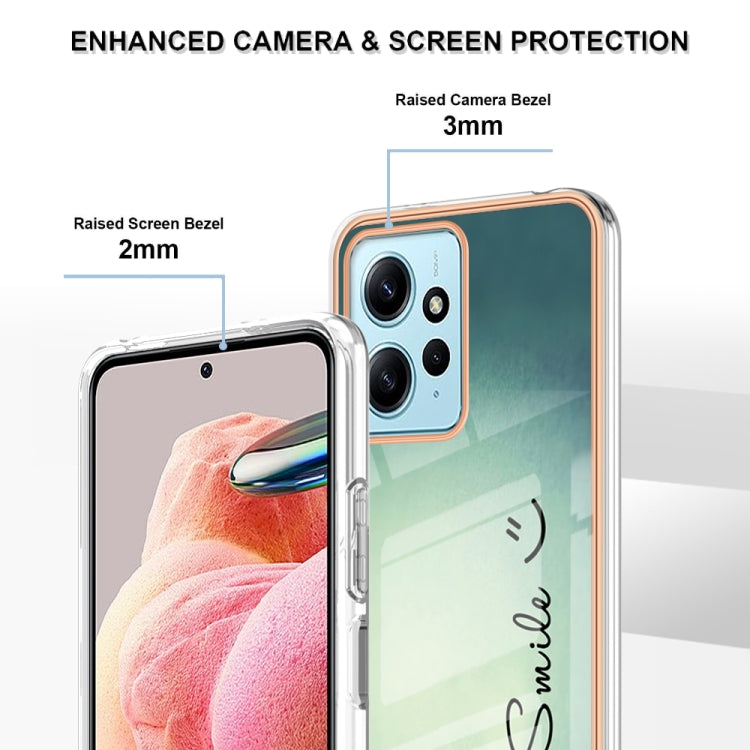 For Xiaomi Redmi Note 12 4G Electroplating Marble Dual-side IMD Phone Case(Smile) - Xiaomi Cases by PMC TechLife | Online Shopping South Africa | PMC TechLife | Buy Now Pay Later Mobicred