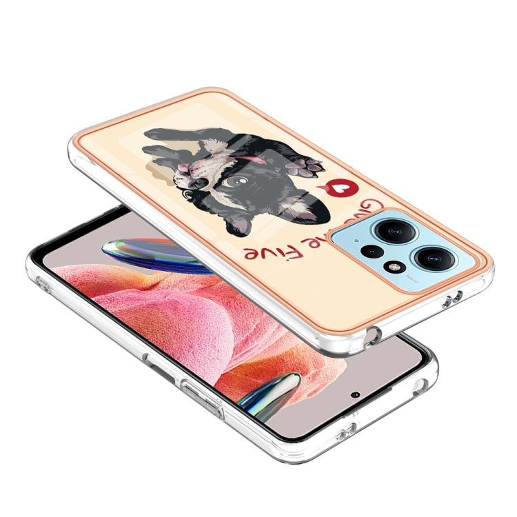 For Xiaomi Redmi Note 12 4G Electroplating Marble Dual-side IMD Phone Case(Lucky Dog) - Xiaomi Cases by PMC TechLife | Online Shopping South Africa | PMC TechLife | Buy Now Pay Later Mobicred