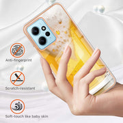 For Xiaomi Redmi Note 12 4G Electroplating Marble Dual-side IMD Phone Case(Draft Beer)