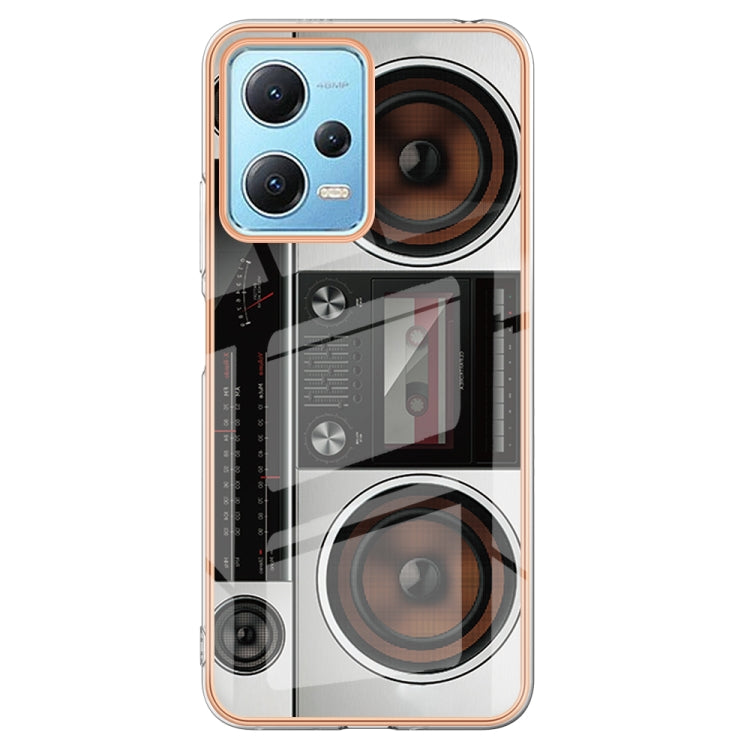 For Xiaomi Redmi Note 12 5G Global Electroplating Marble Dual-side IMD Phone Case(Retro Radio) - Xiaomi Cases by PMC TechLife | Online Shopping South Africa | PMC TechLife | Buy Now Pay Later Mobicred