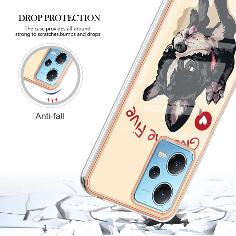 For Xiaomi Redmi Note 12 5G Global Electroplating Marble Dual-side IMD Phone Case(Lucky Dog) - Xiaomi Cases by PMC TechLife | Online Shopping South Africa | PMC TechLife | Buy Now Pay Later Mobicred